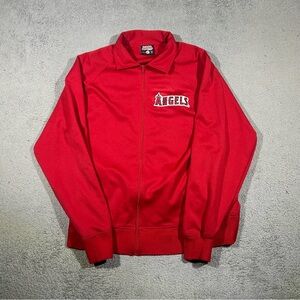 Los Angeles Anaheim Angels Stitches Red Track Jacket Men’s Large Embroider #1376